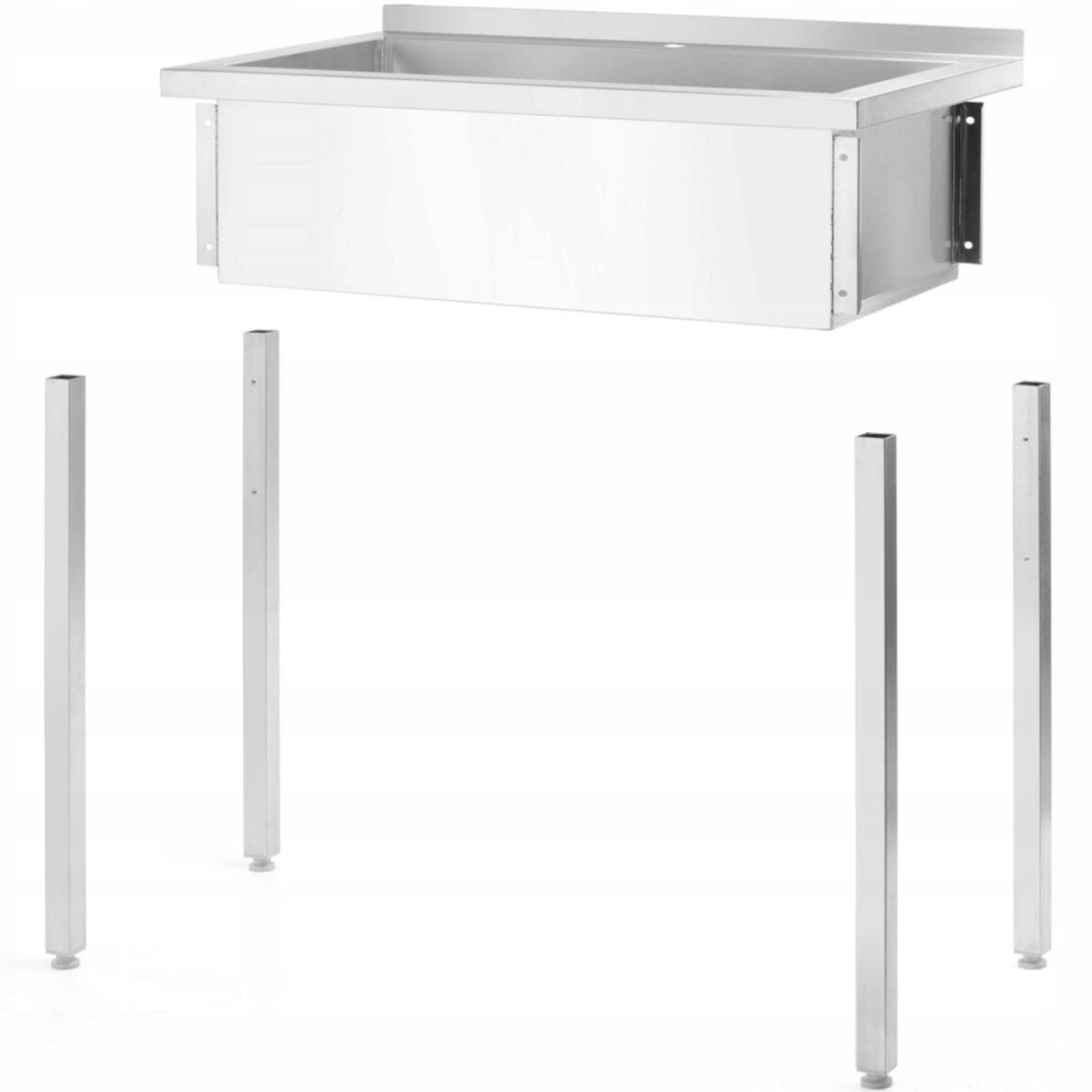 Basen zlew gastronomiczny jednokomorowy Budget Line STAL 800 x 600 x 850 cm Długość 800 mm