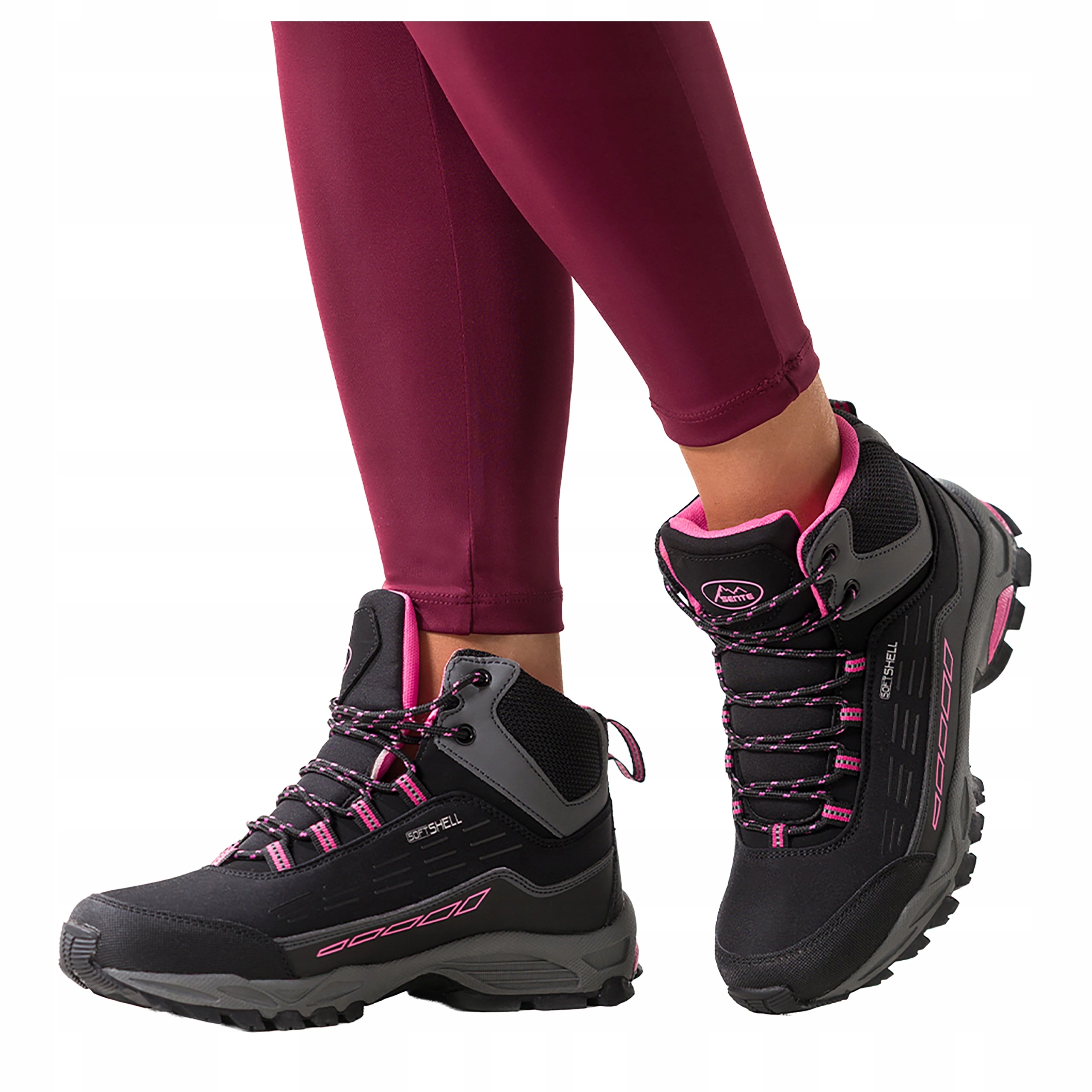 Trekové Boty Černé Dámské Šněrovací Fuchsiové Doplňky Softshell velikost 38