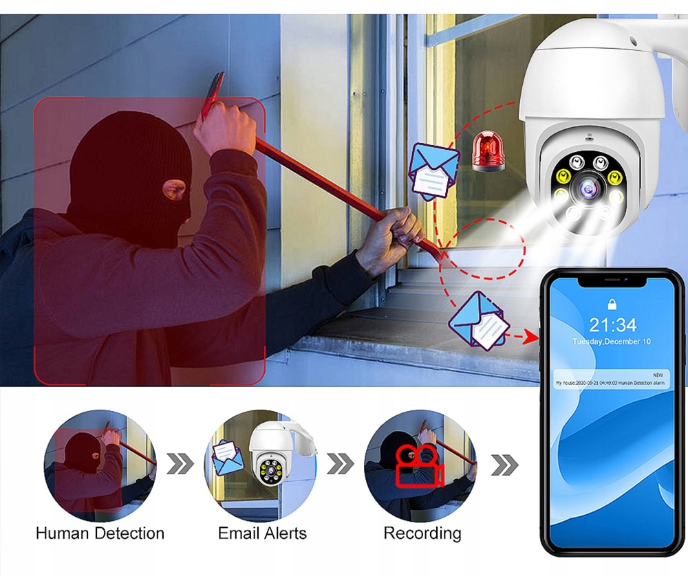8MPX 4K KAMERA OBROTOWA WIFI PTZ Auto Tracking Rozdzielczość 2 Mpx
