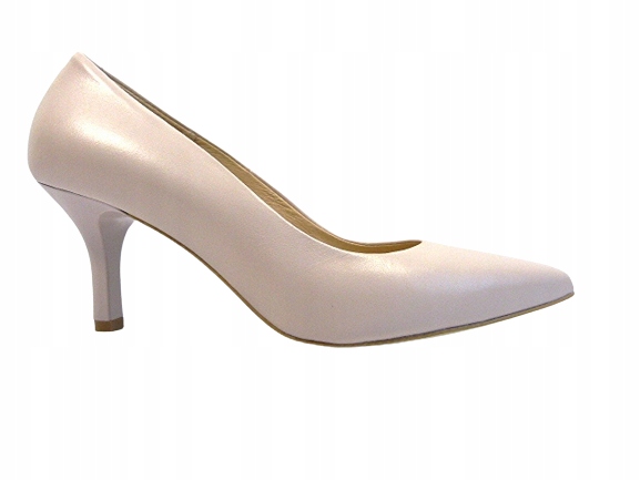 Boty Sala 37 růžové, klasické přední kožené lodičky s nízkým podpatkem