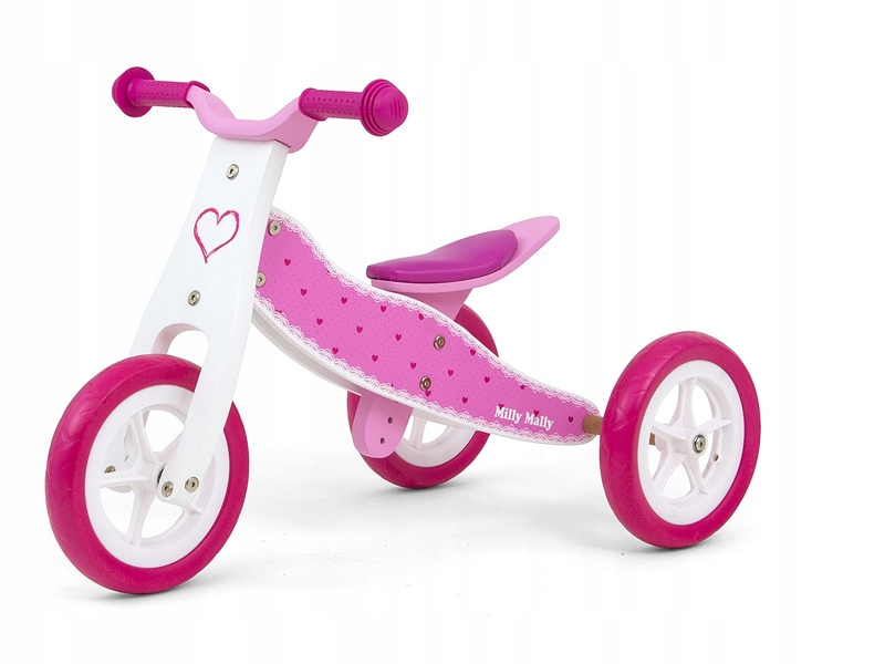 Rowerek biegowy Milly Mally Look 2w1 Hearts Różowo-biały