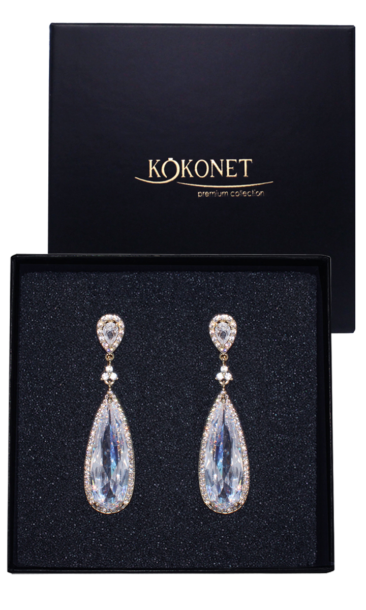 Zlaté náušnice velké slzy Lesklé Dlouhé klasika kapky svatba výstavní