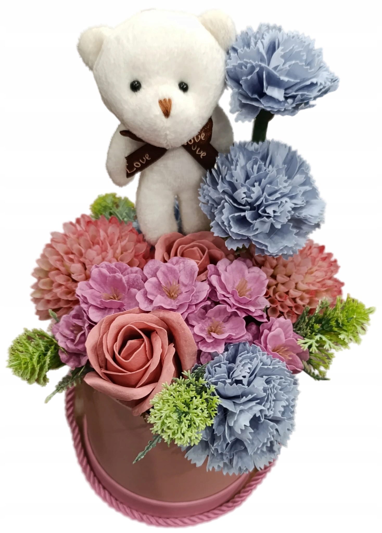 Flower Box Mýdlové Květiny Kytice Jako Dárek Růže Den Matek Narozeniny Medvídek