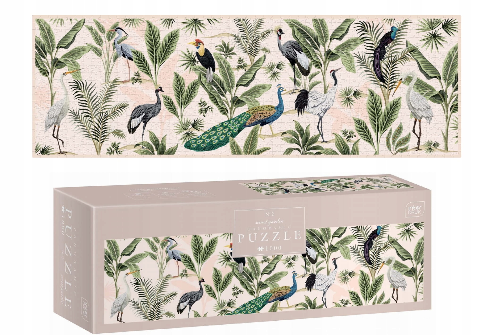 PUZZLE PANORAMICZNE INTERDRUK 1000 el Ptaki OGRÓD