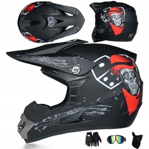 TERENOWY KASK MOTOCYKLOWY ENDURO RĘKAWICZKI MOTOCROSSOWE GOGLE MASKA Producent inny