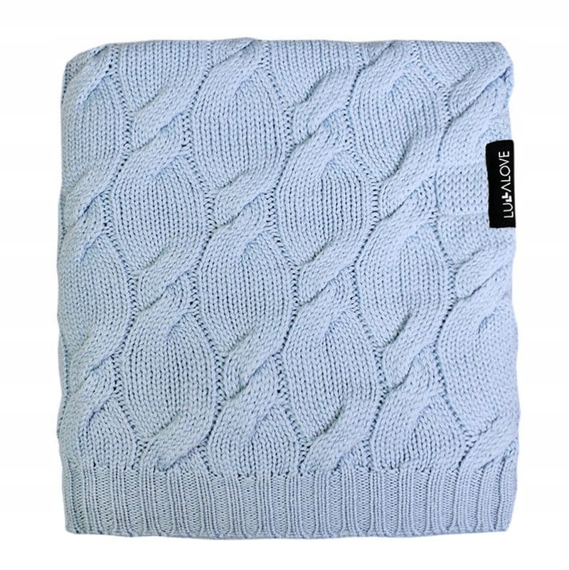 

Lullalove Kocyk Koc wełna merino Premium Niebieski