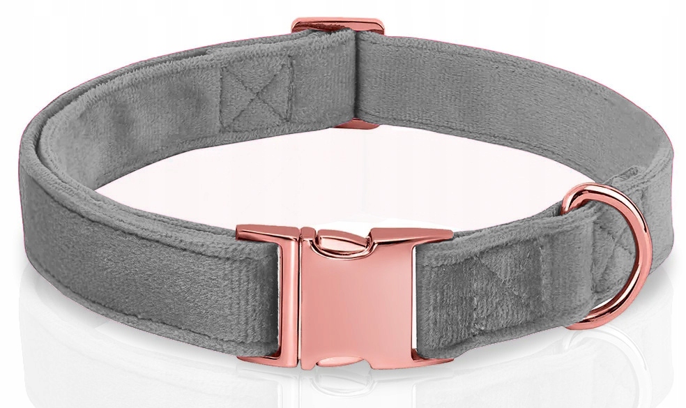 Levně Nastavitelný sametový obojek pro psa 35-55cm L/XL, Barva: Šedá