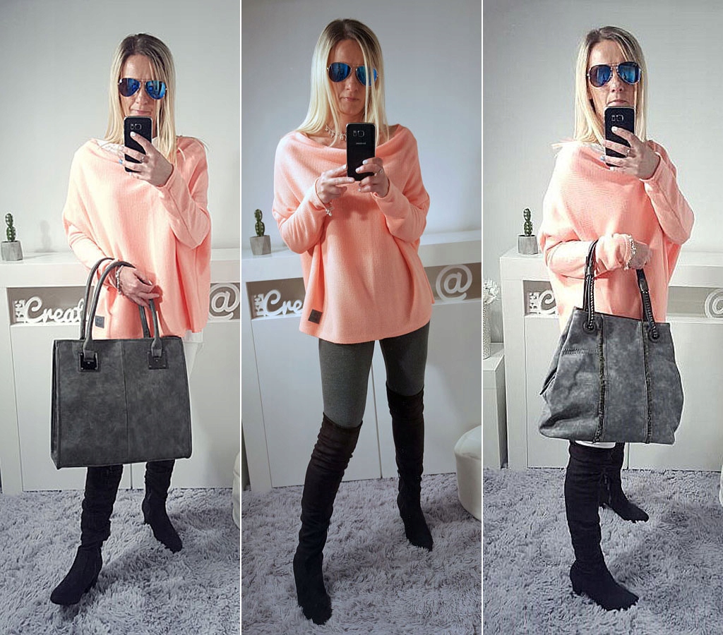 SWETEREK OVERSIZE TUNIKA SWETER WOOL ODKRYTE RAMIĘ