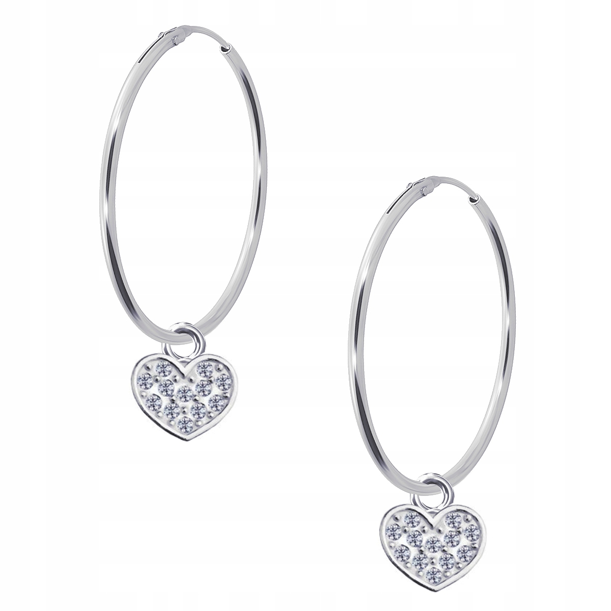 

Srebrne Kolczyki Duże Koła Serce srebro 925