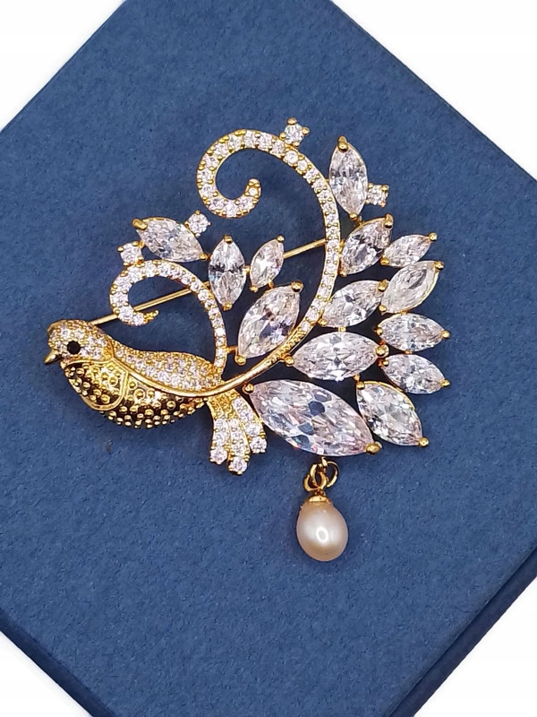 Luxusní Přívěsek Brož Ve Vzoru Ptáka 14K Zlato Dárek Krabička