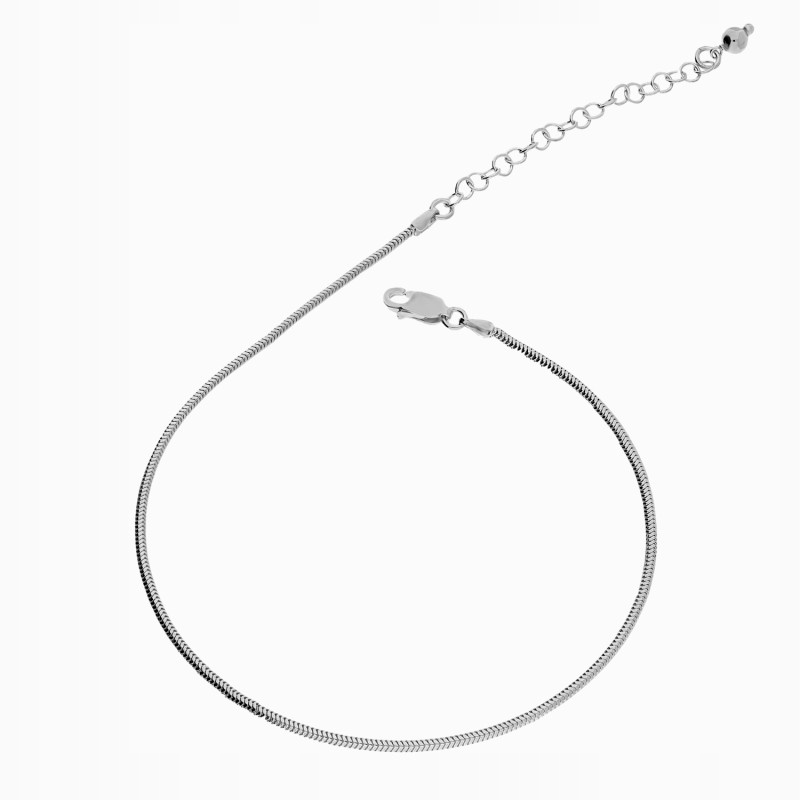 Dámský náramek na nohu ze stříbra 925, snake lankem, 2 mm pro ni, r28