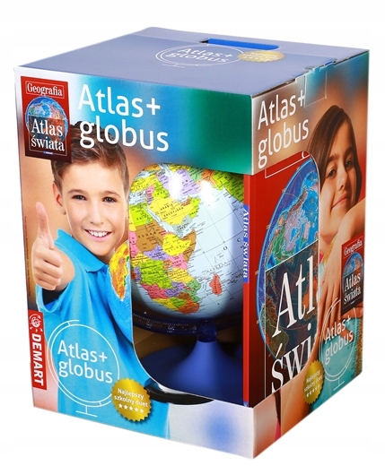 

Atlas Świata Z Globusem +aplikacja Nagrody Szkolne