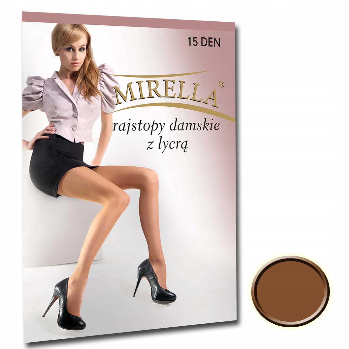 

Mirella Rajstopy damskie Lycra 15den 2 Bronzo
