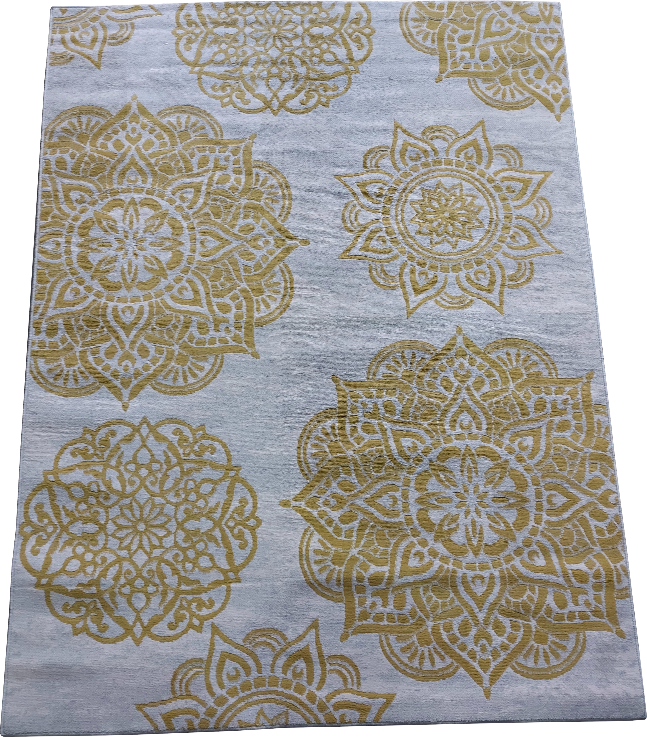 

Dywan pluszowy nowoczesny złote kwiaty 160x220