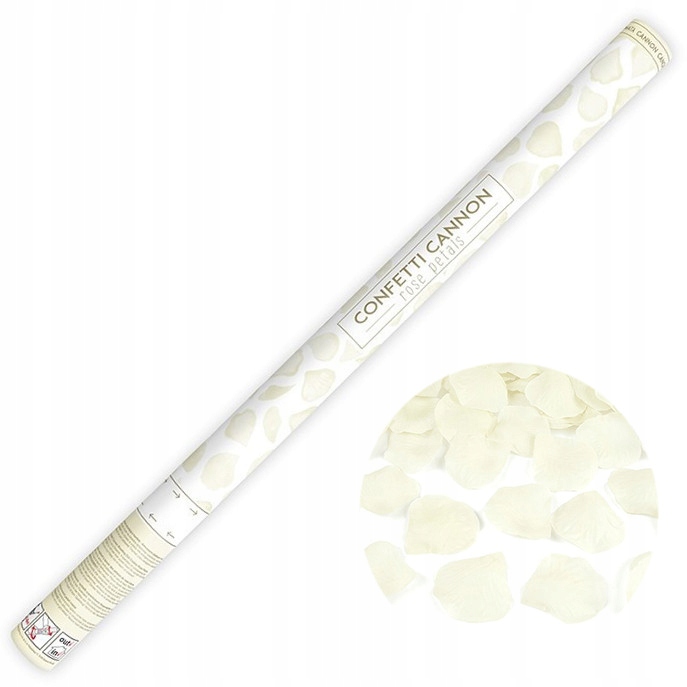 Tuba strzelająca konfetti 80cm płatki róż kremowe