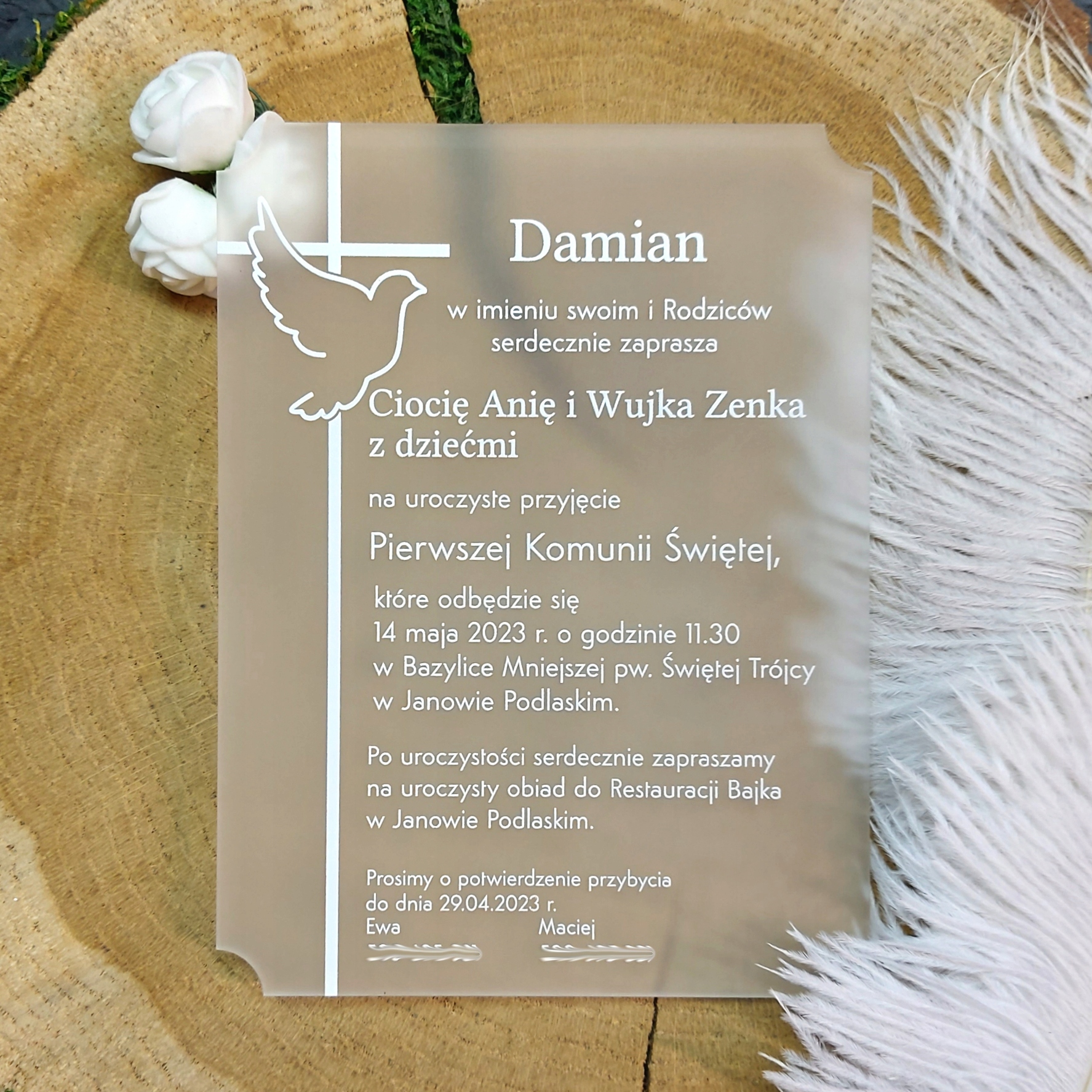 Zaproszenie I Komunia Święta AKRYLOWE SATYNOWE Marka inna