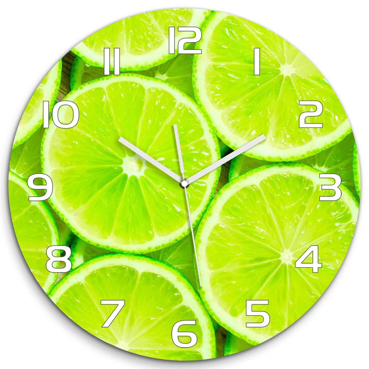 

Szklany okrągły zegar z nadrukiem Limonki fi 60 cm