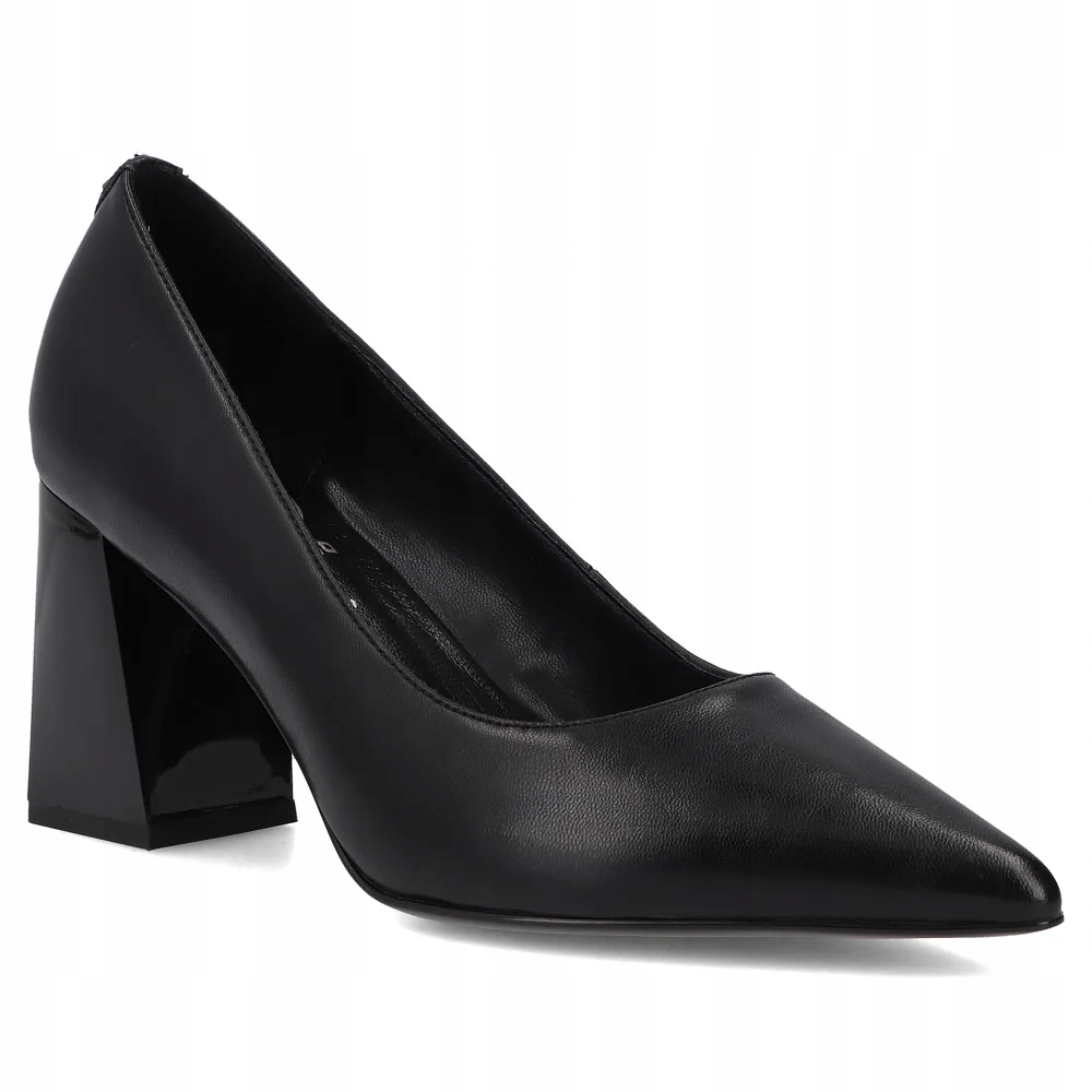 Skórzane czółenka na obcasie Filippo beżowe r.38