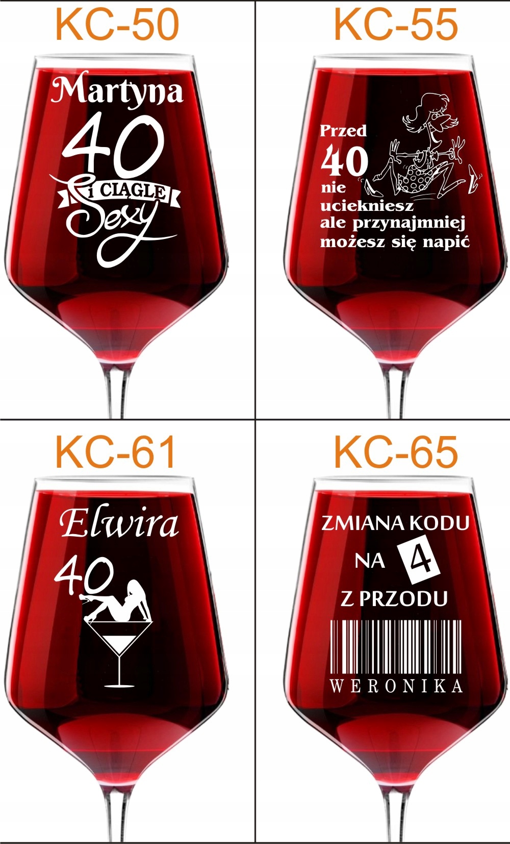 DUŻY KIELISZEK DO WINA DLA DZIEWCZYNY ŻONY KOBIETY MAMY NA 18-99 URODZINY Linia RUBIN