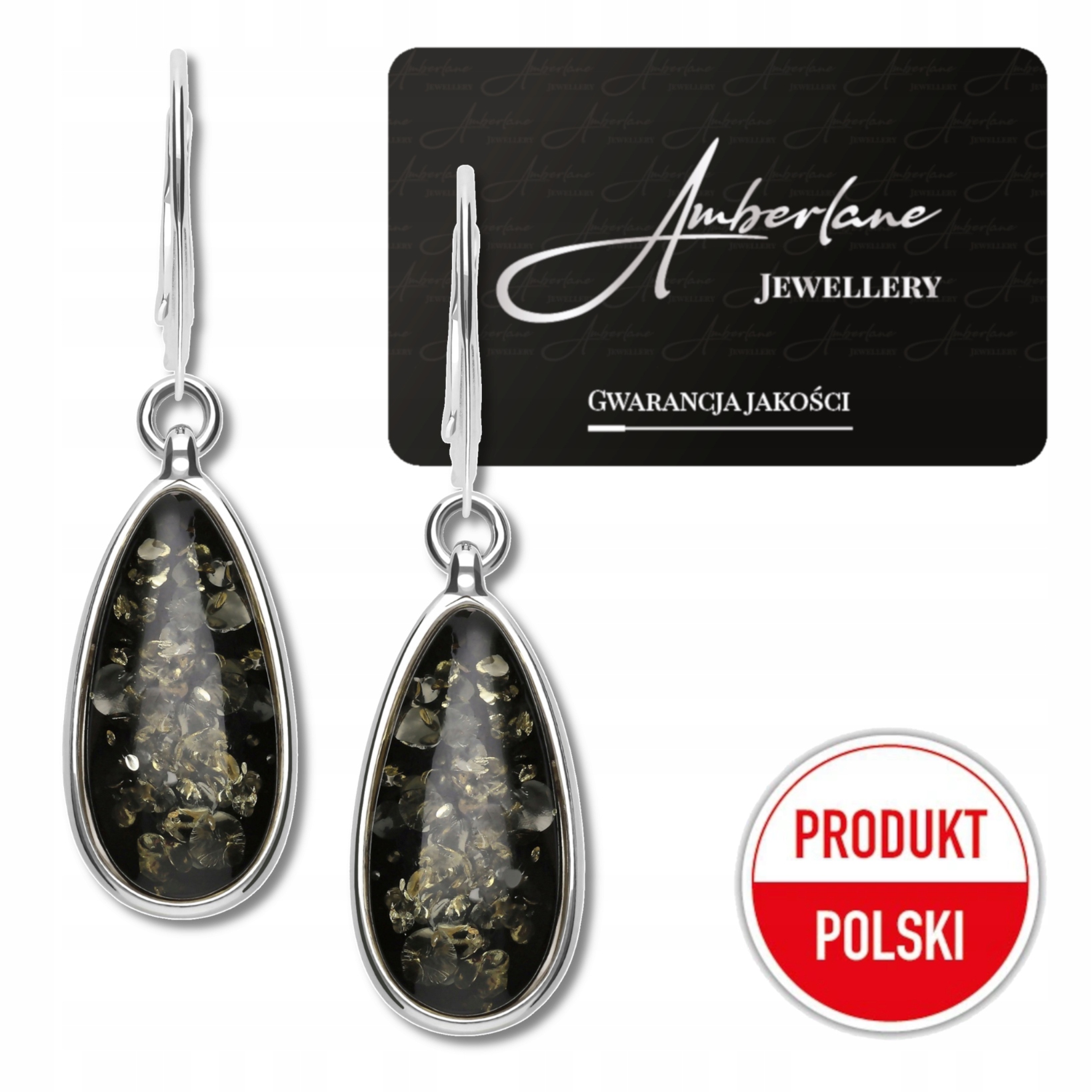 Náušnice Jantarová Zeleň elegantní módní Stříbro 925 Lžička