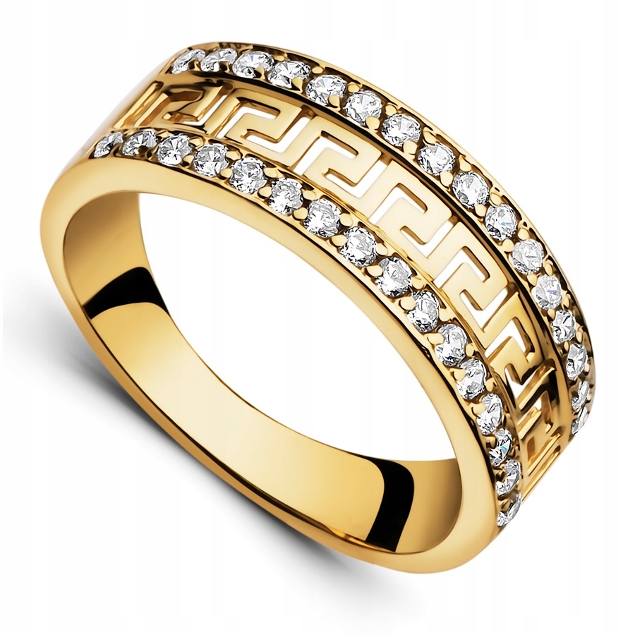 Złoty Szeroki Pierścionek Grecki Wzór 8K 333 R.22