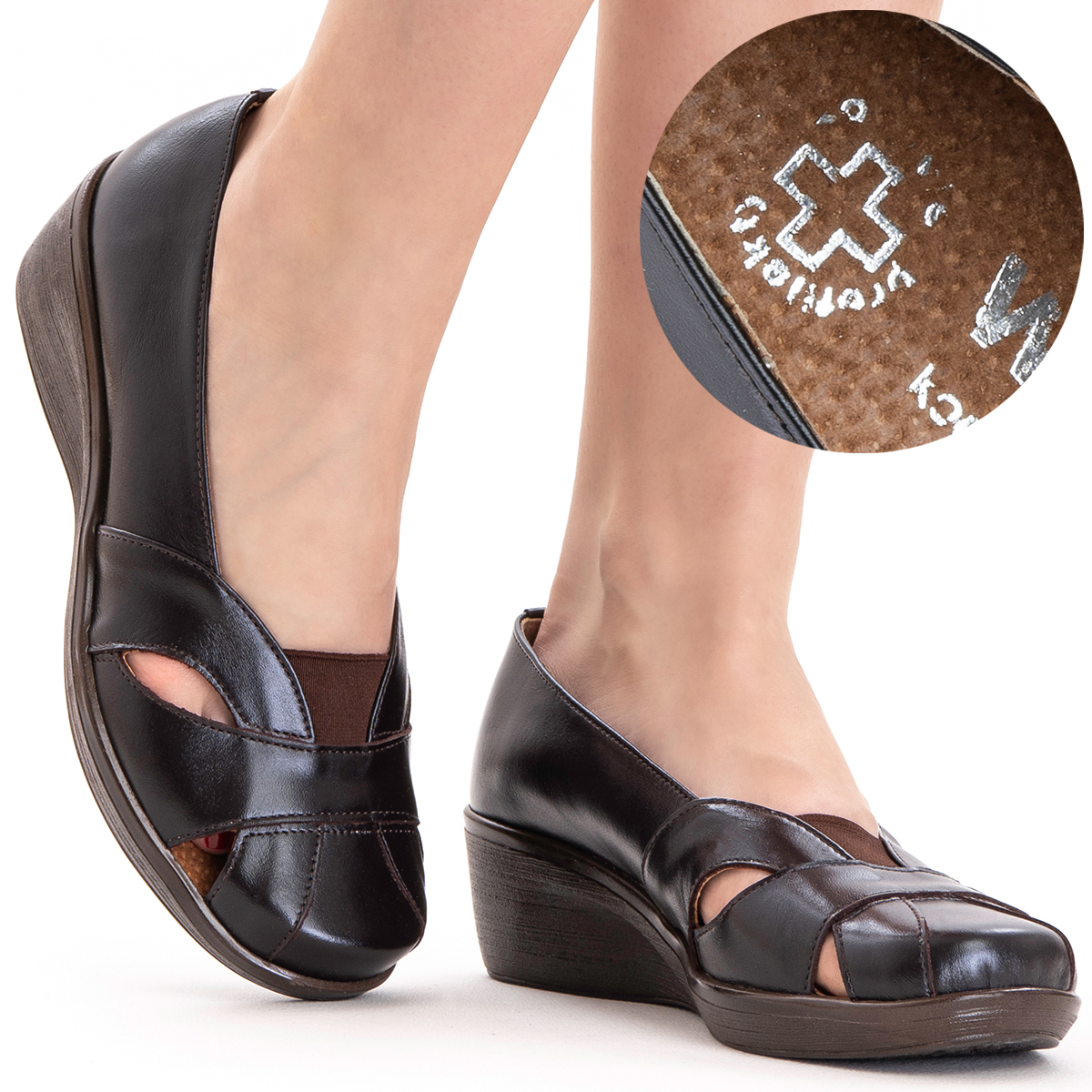 Polobotky na klínku Kožené měkké pohodlné lehké prodyšné Wojtyłko 39