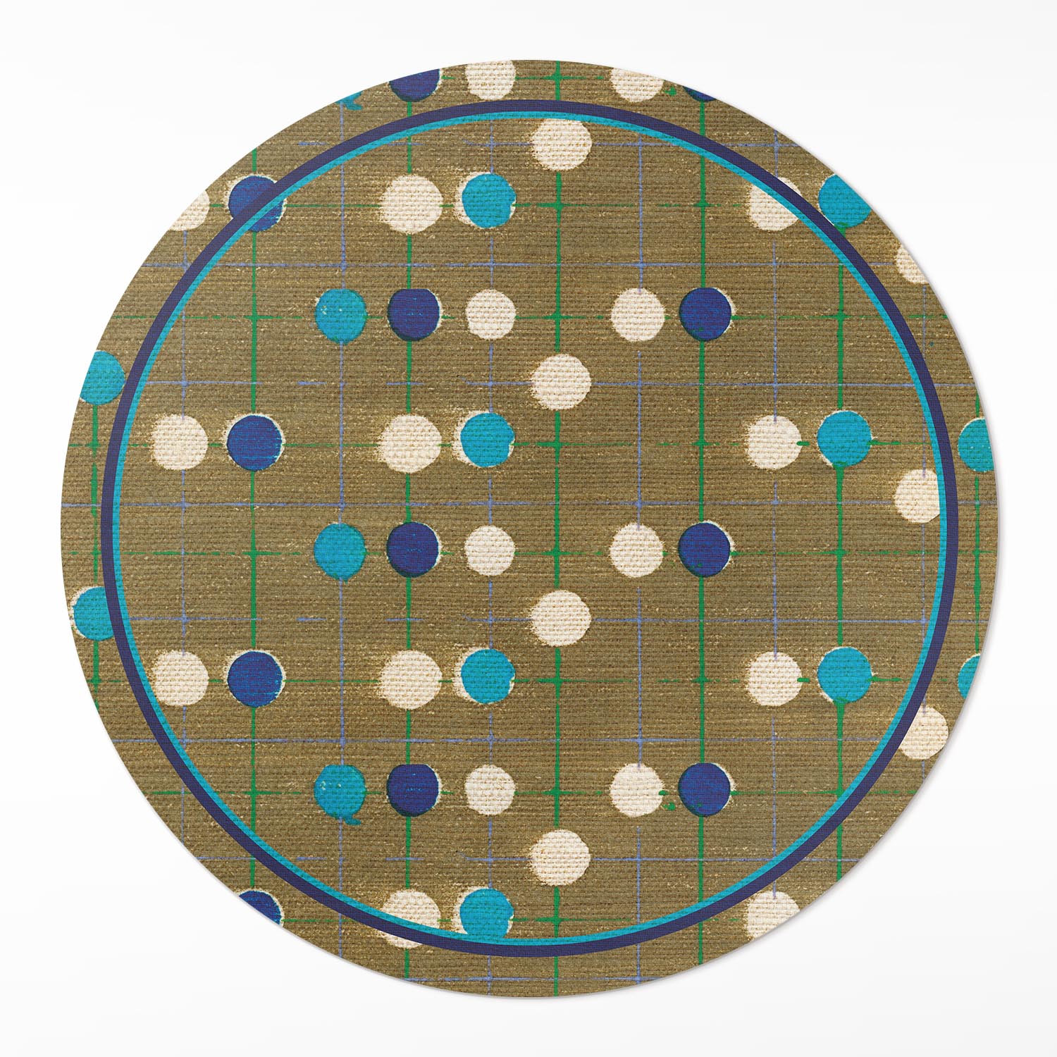 Okrúhly vinylový Behúň Loft Do kancelárie Farebné bodky na tkanine ⌀ 150 cm