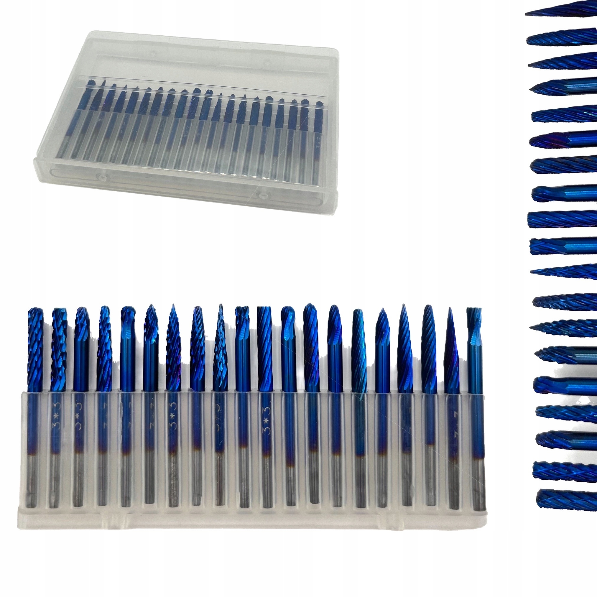 Wiertła Frezy Węglikowe Spiekane Vhm 3/3mm Wzmocnione Powłoka Nano 20szt.