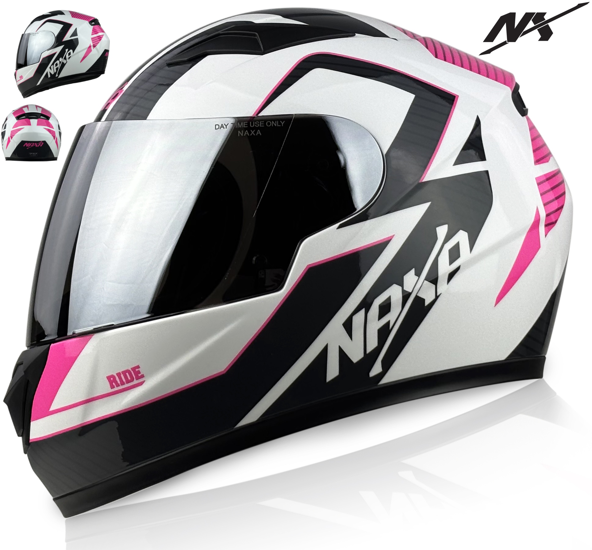 Kask Naxa Dziecięcy Motocyklowy JUNIOR|INTEGRALNY|F34 r.YXL Kolorowy Wizjer