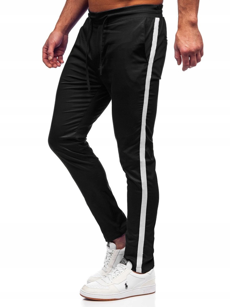 

Spodnie Materiałowe Joggery Czarne 0013 Denley_m