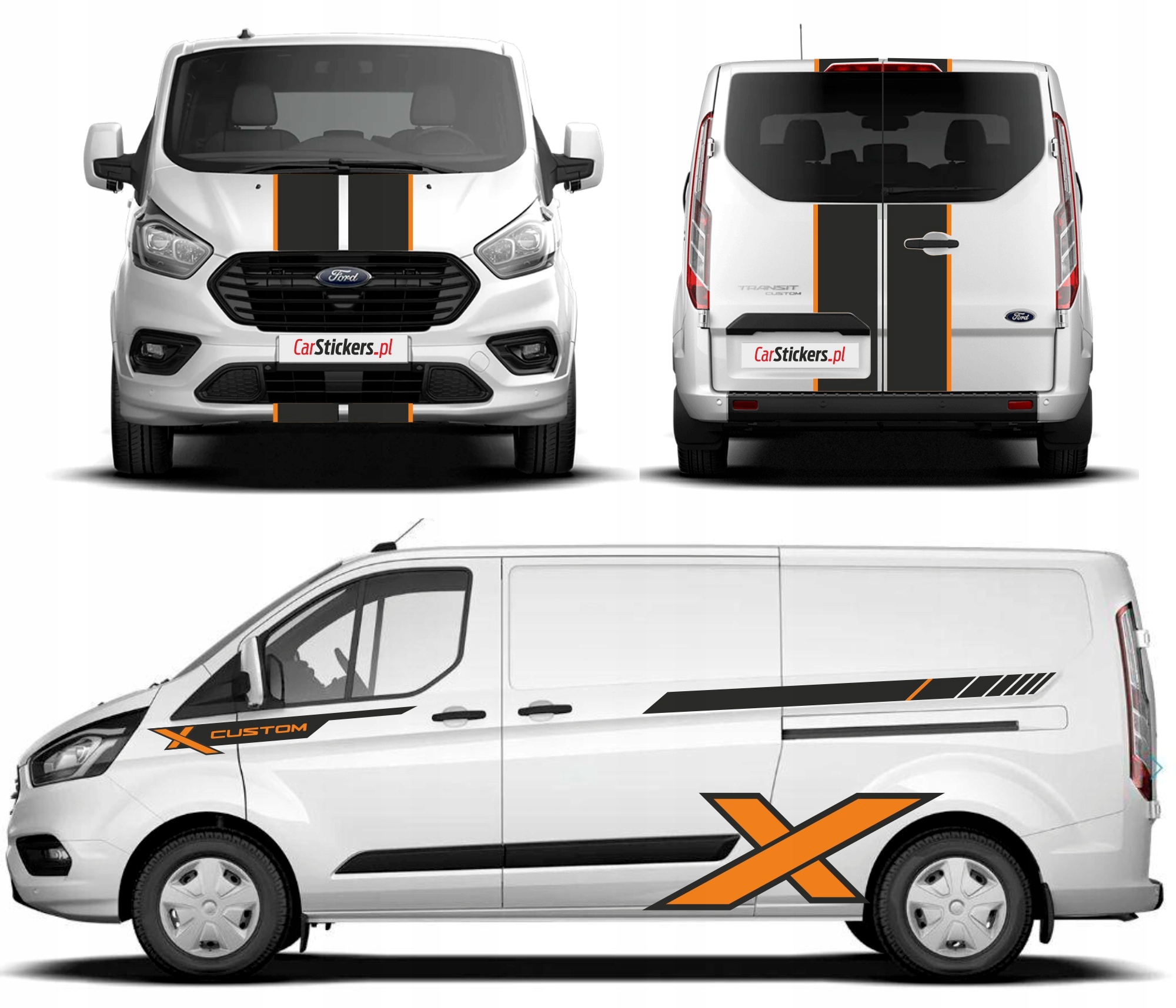 Samolepky na Ford Custom Big X, boky, maska a zadné dvere, krídla