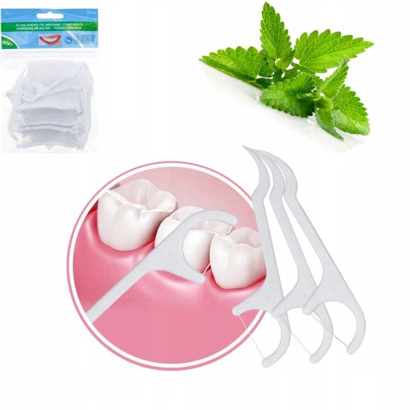 

Wykałaczki do zębów z nicią dentystyczną mięta 75