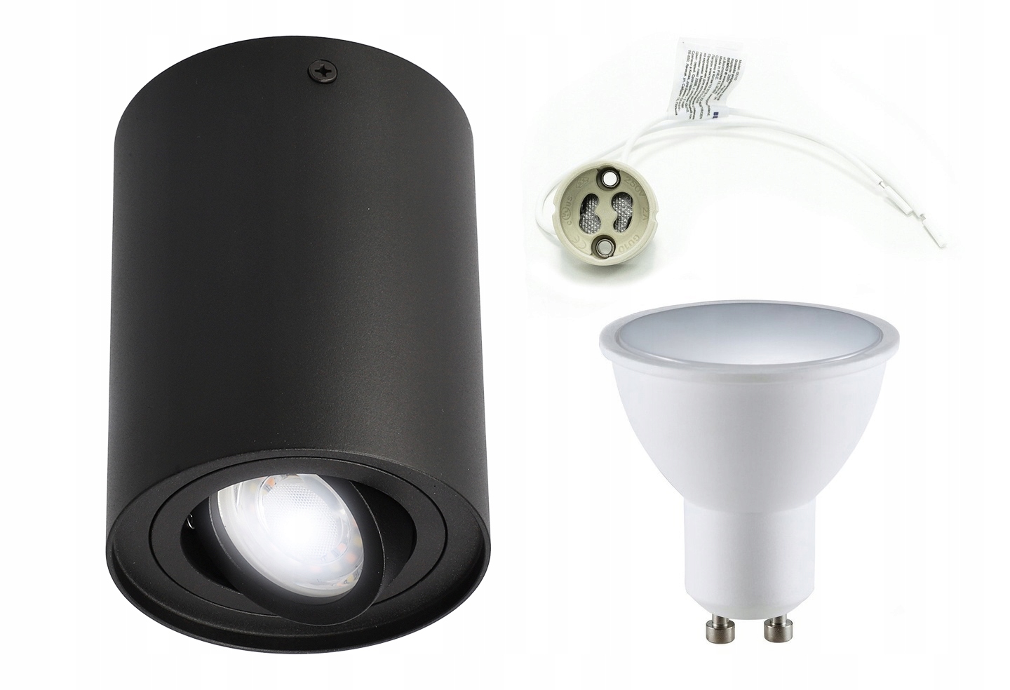 OPRAWA NATYNKOWA MAT WALEC TUBA RUCHOMA CZARNA EDO +ŻARÓWKA LED GU10