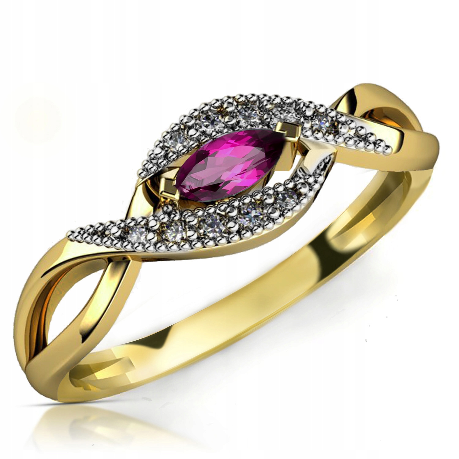 

Złoty Pierścionek Zaręczynowy 333 8K Rubin r12