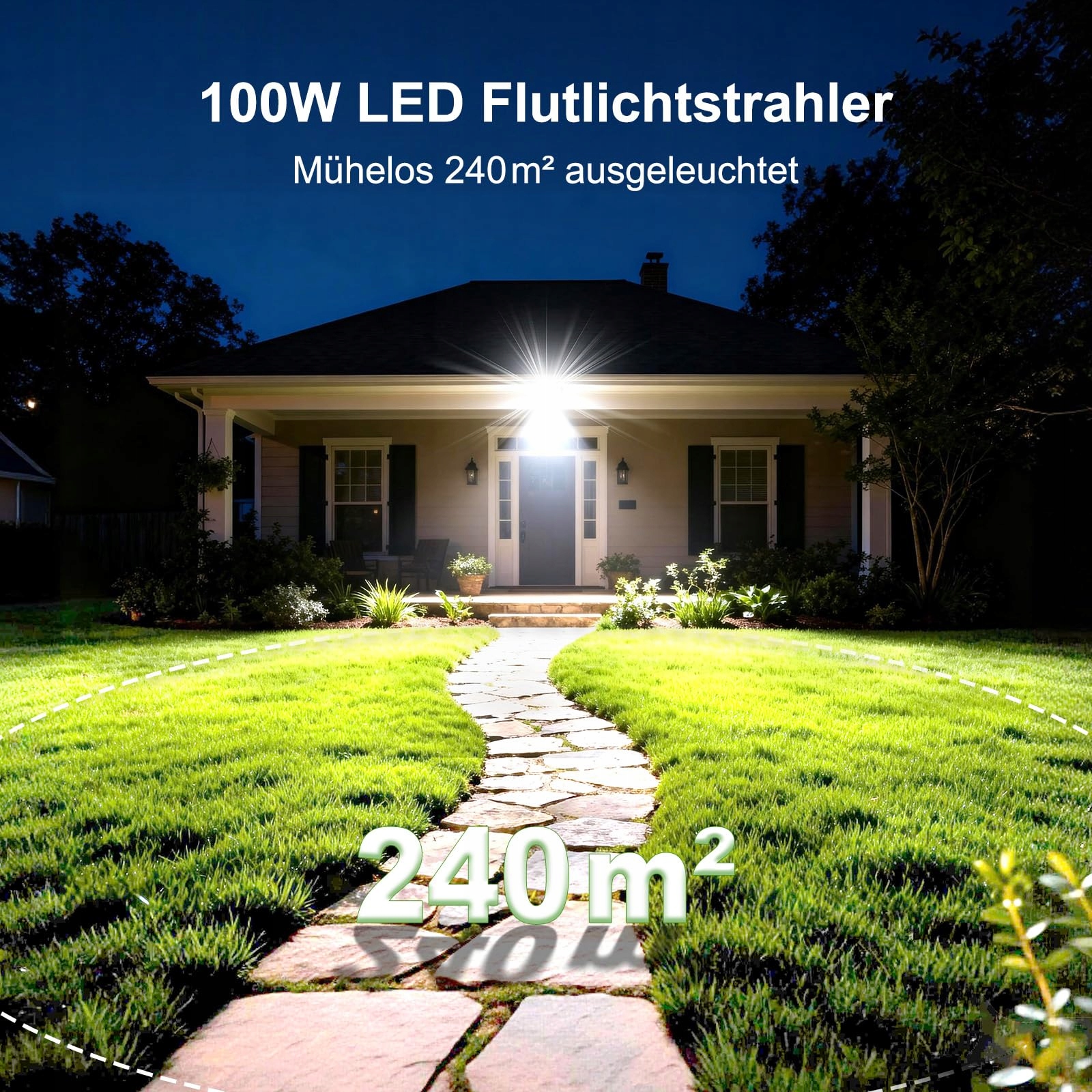 Naświetlacz LED 100W 14000lm 6500K IP67 Regulowany Ogród Garaż POWFUL — miniatura 2