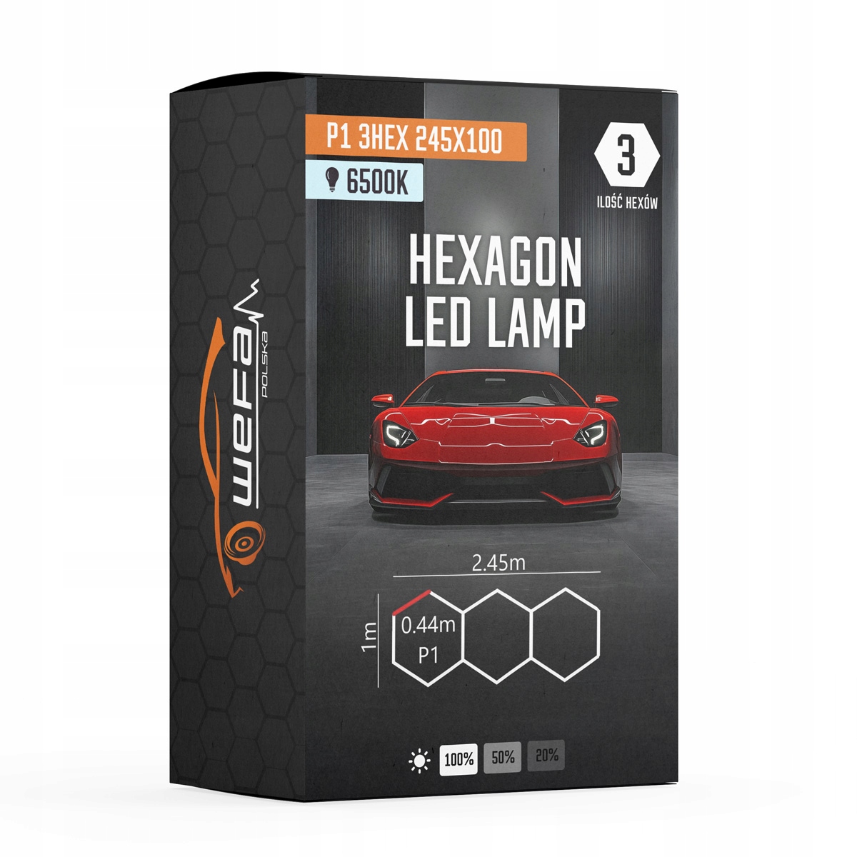 3 režimy jasu Lampa Hq Led Hexagon P1 3HEX 100x245 Dílna Garáž Obývací pokoj
