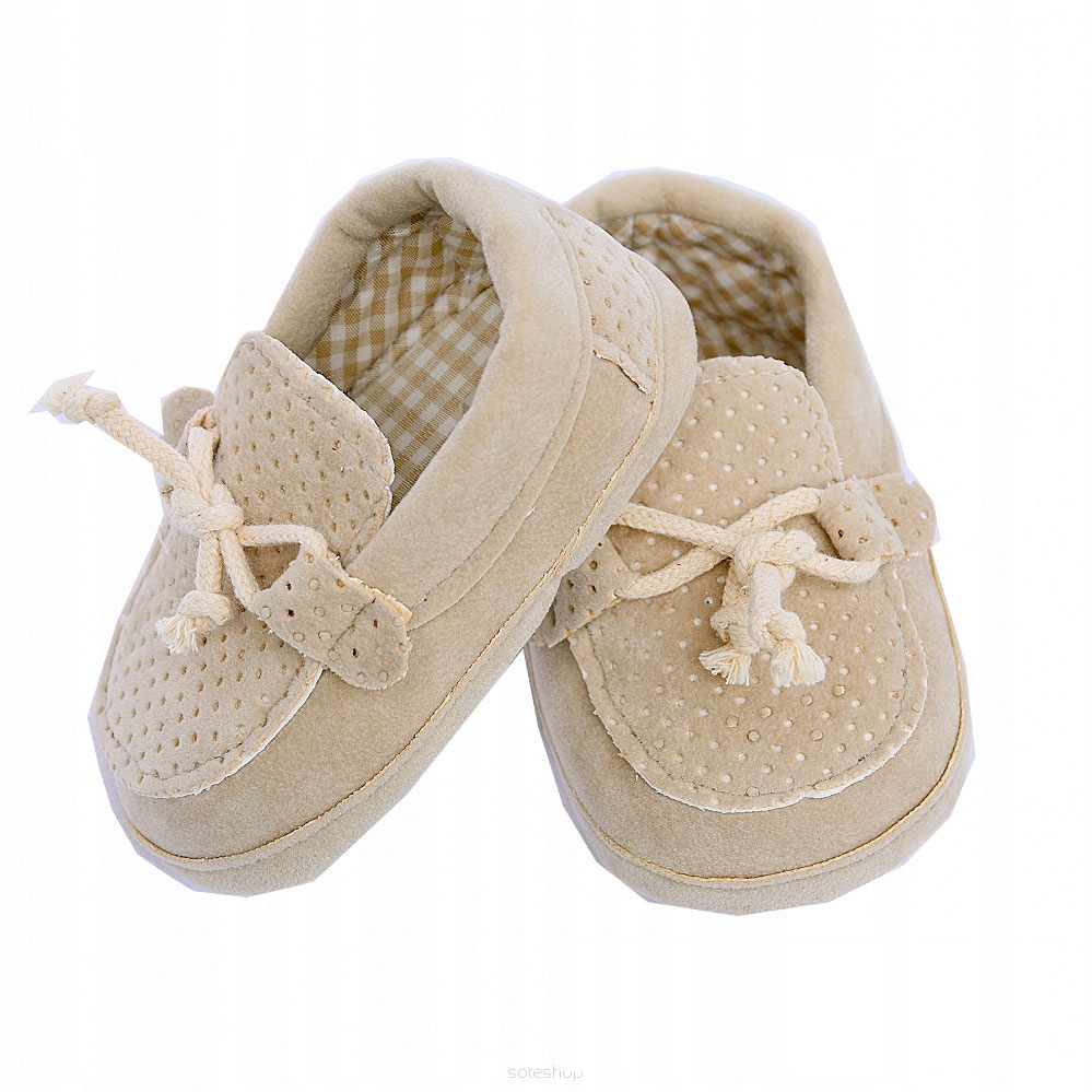 BUCIKI mokasynki beżowe eleganckie do chrztu 13cm