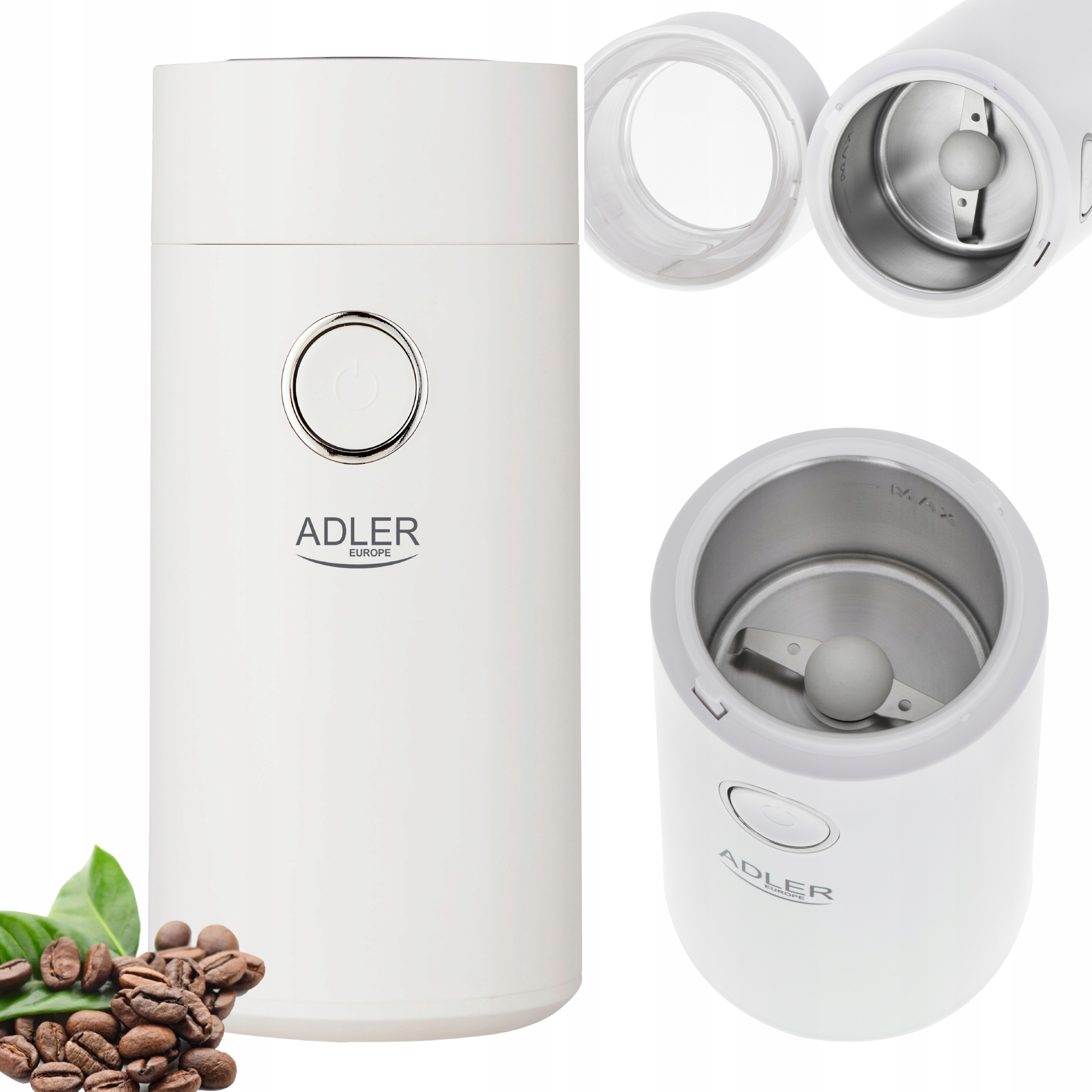 Elektryczny młynek Adler AD4446WS Biały 150W na 75g kawy