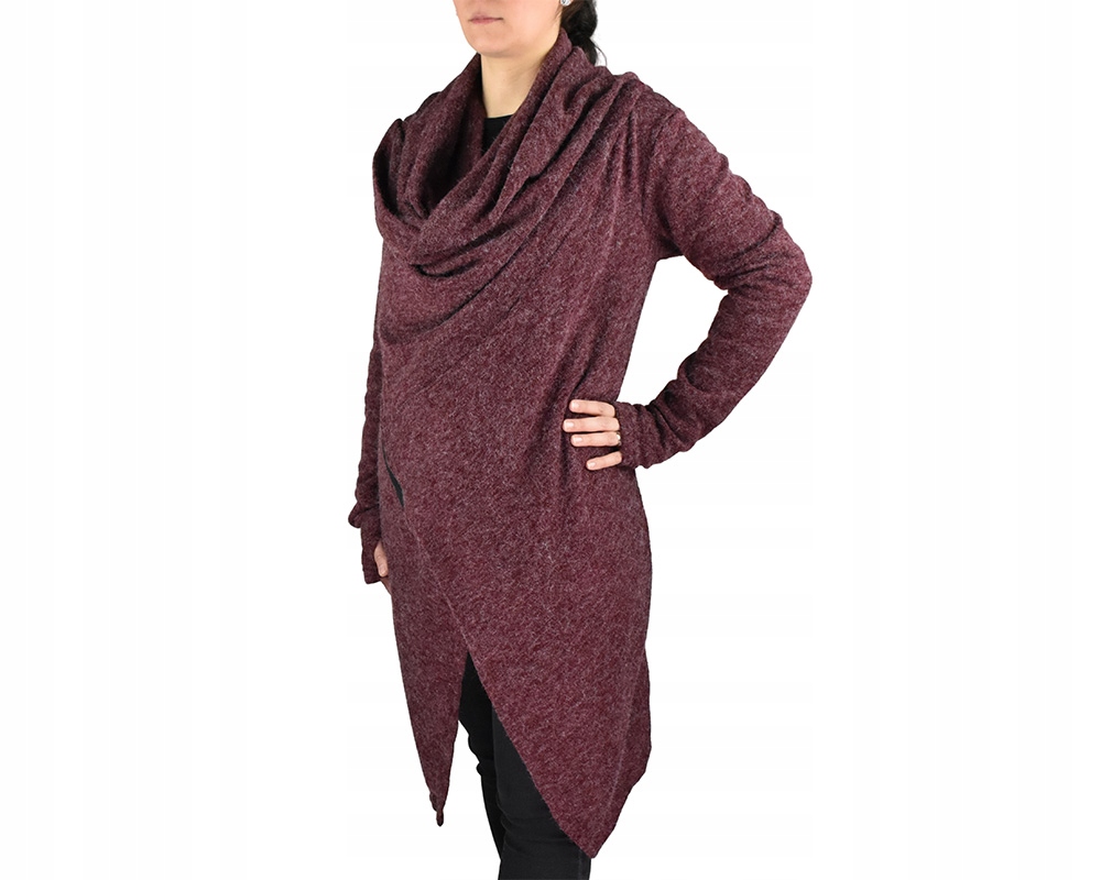 Kardigan Ada s límcem, jednosměrný zip, vínový