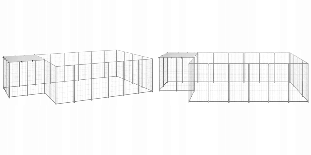 Levně Stříbrná Kotec pro psa, ocelová, 47 m², 8