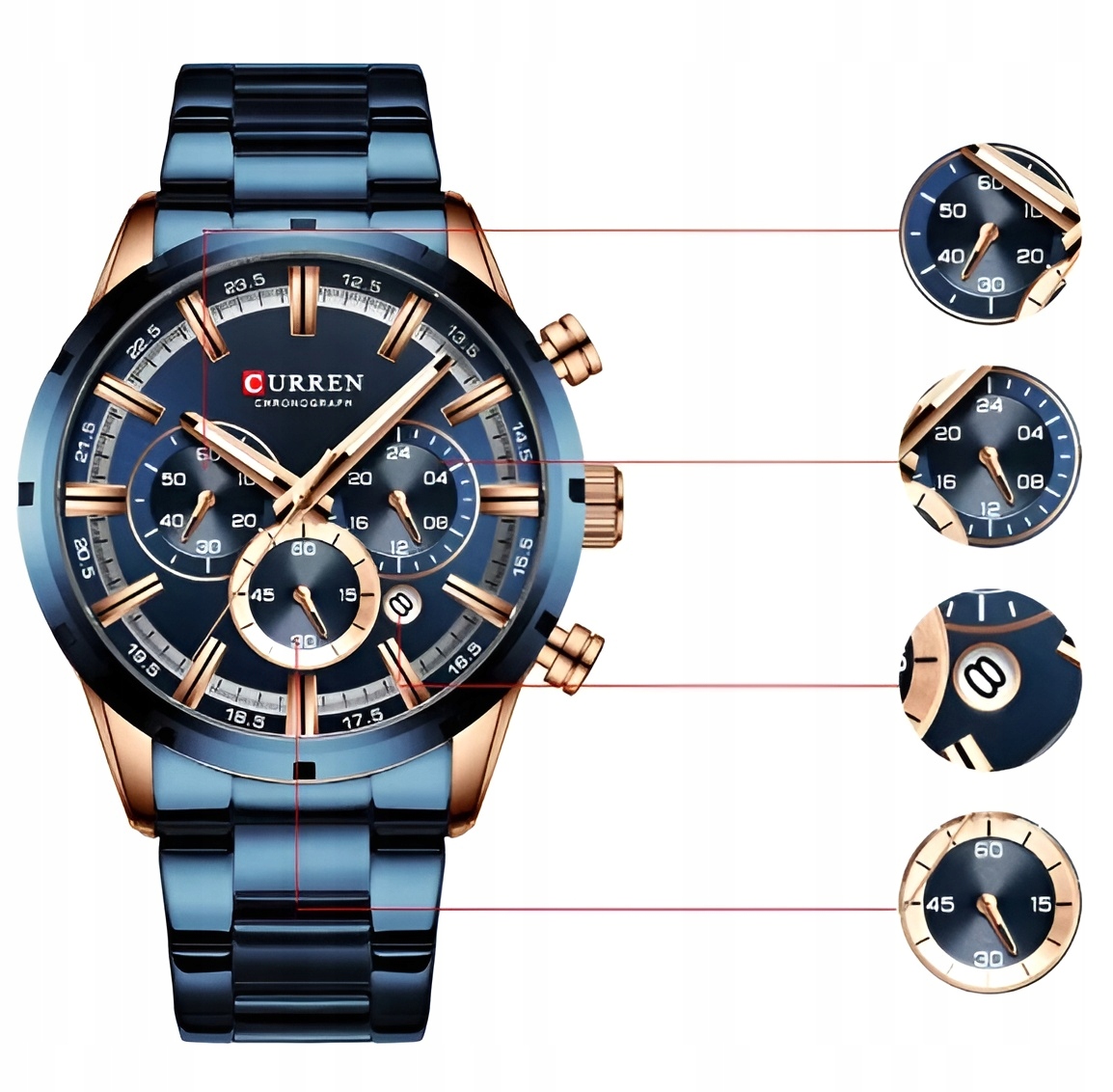 ZEGAREK MĘSKI CURREN KLASYCZNY ELEGANCKI CHRONOGRAF DATOWNIK 5 KOLORÓW Płeć mężczyzna