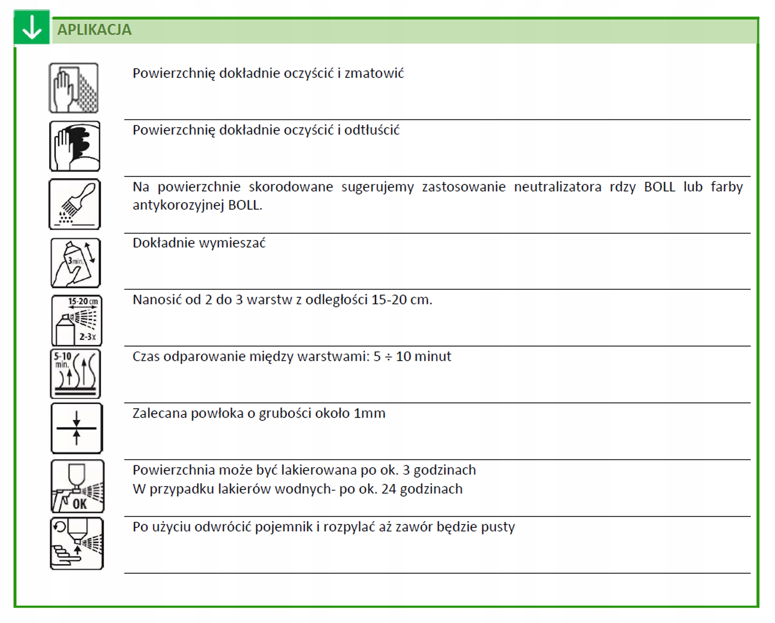 Środek konserwacji KAROSERII baranek na progi spray preparat BOLL 500ml Numer katalogowy producenta 001006