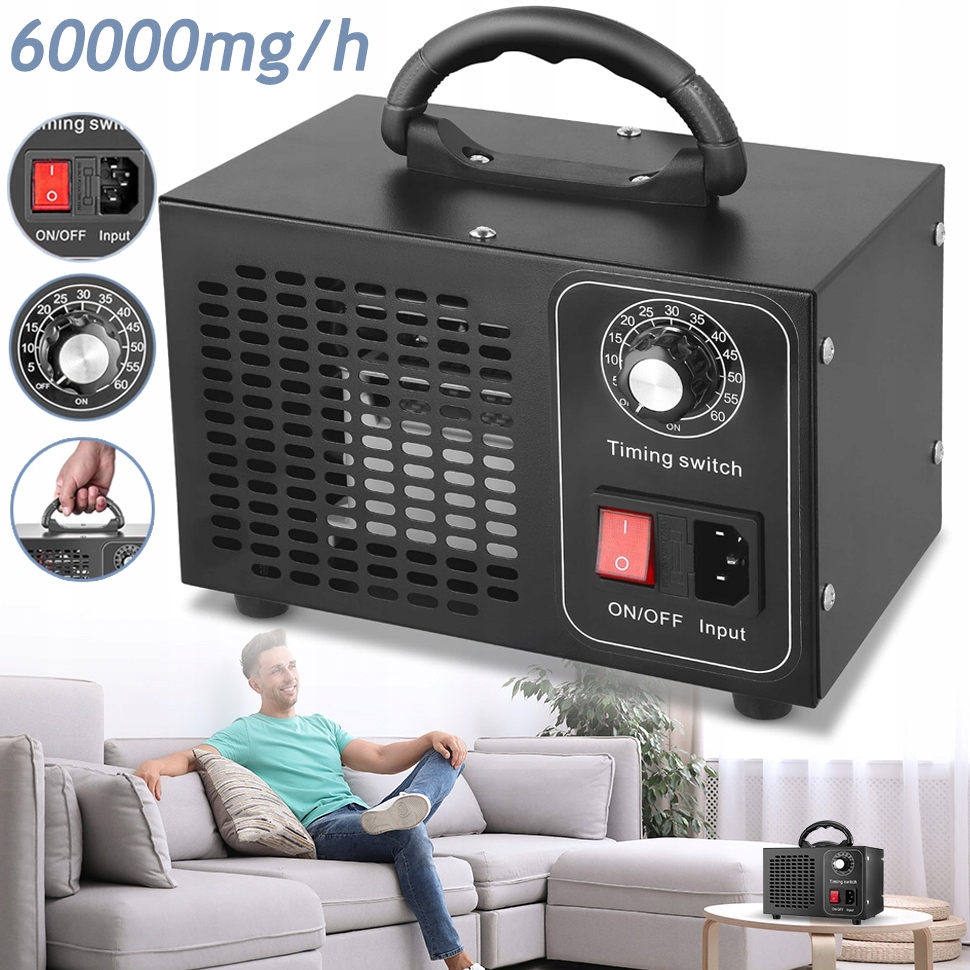 Generátor Ozonu 60 G/h, Ozonové Zařízení S Časovačem, Výkonný A Přenosný