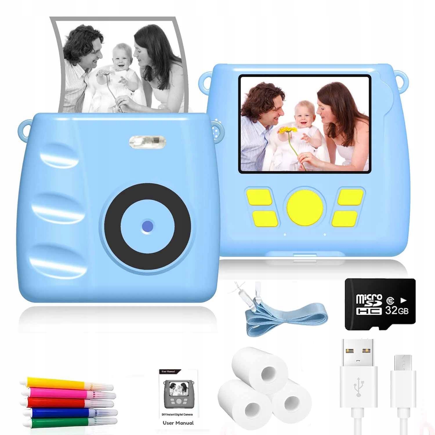 Instantní Fotoaparát Pro Děti, Tiskárna S 32GB Kartou 3 Role, Sada