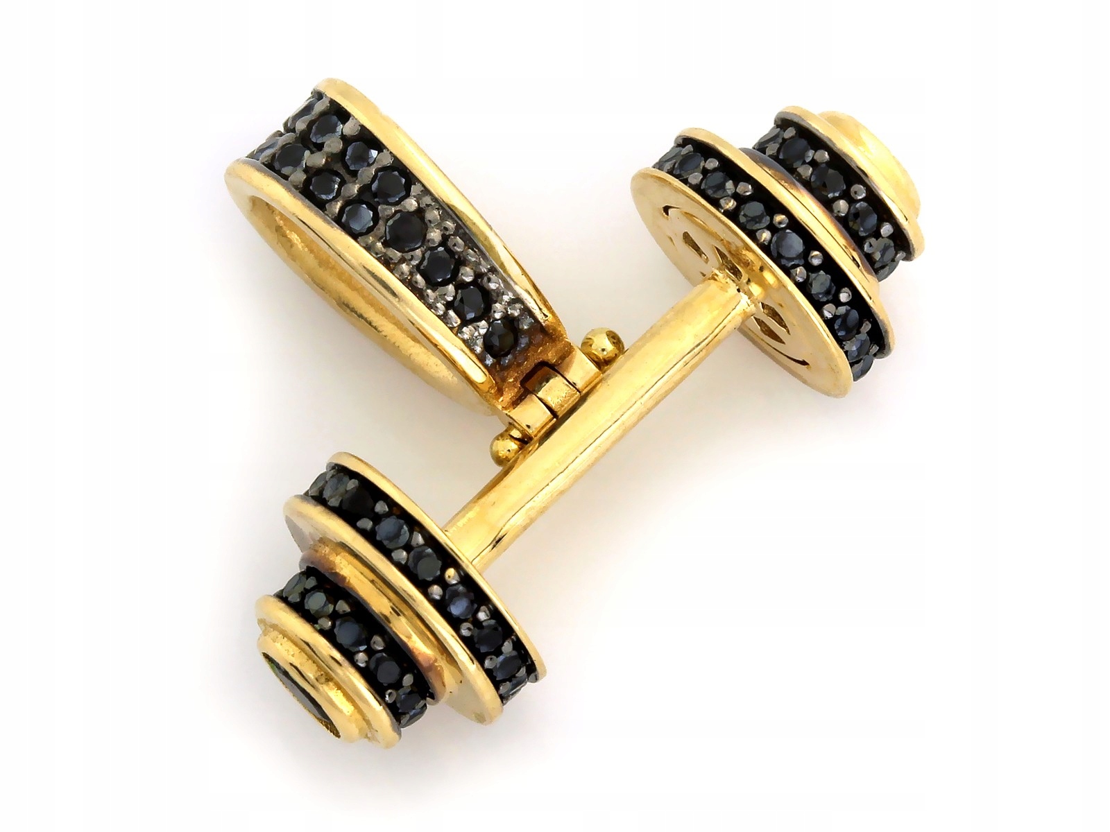 Přívěsek zlatá činka 585 s černými zirkony jako dárek 14kt