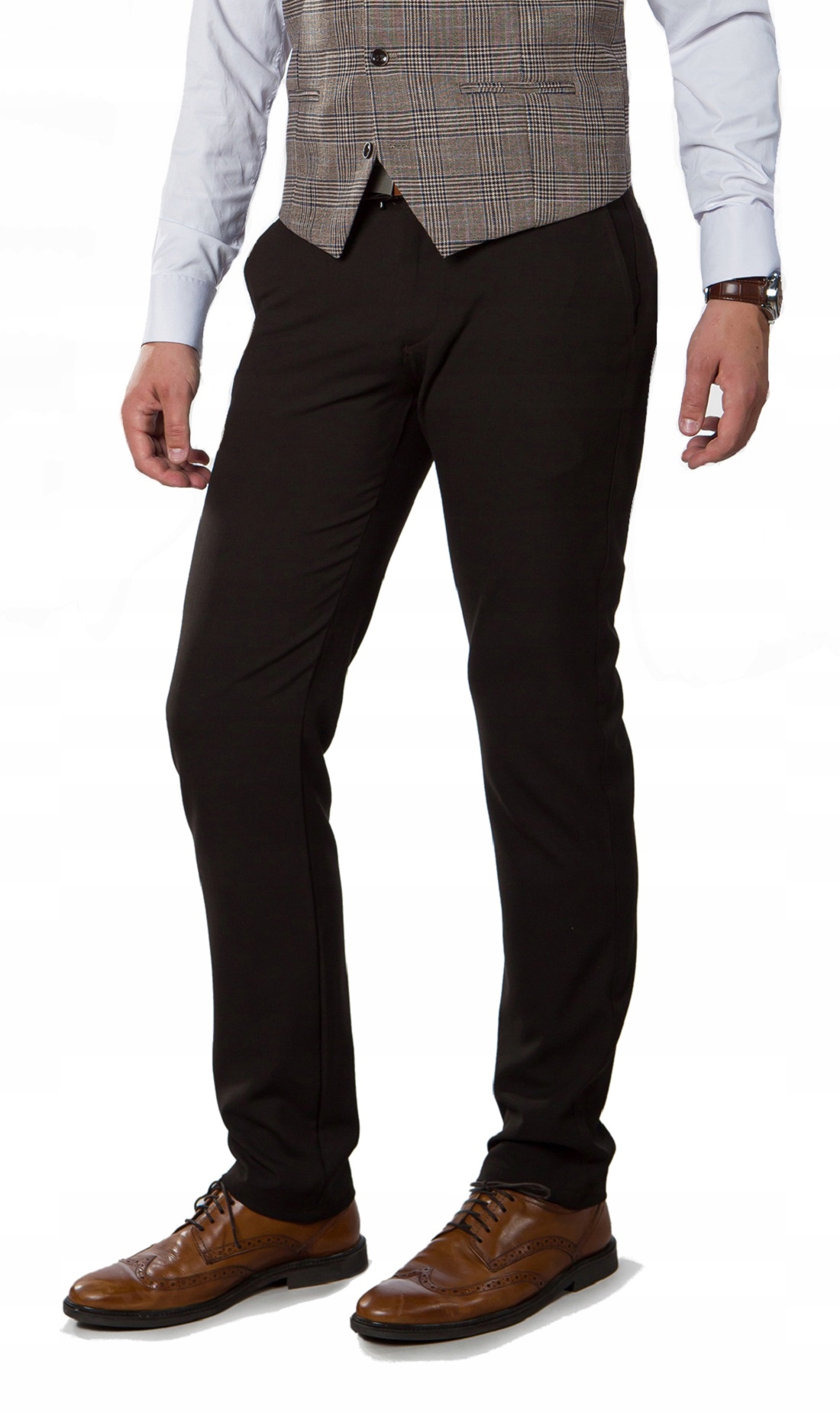 Elegantní společenské kalhoty casul Hnědé, rovné nohavice, velikost 36