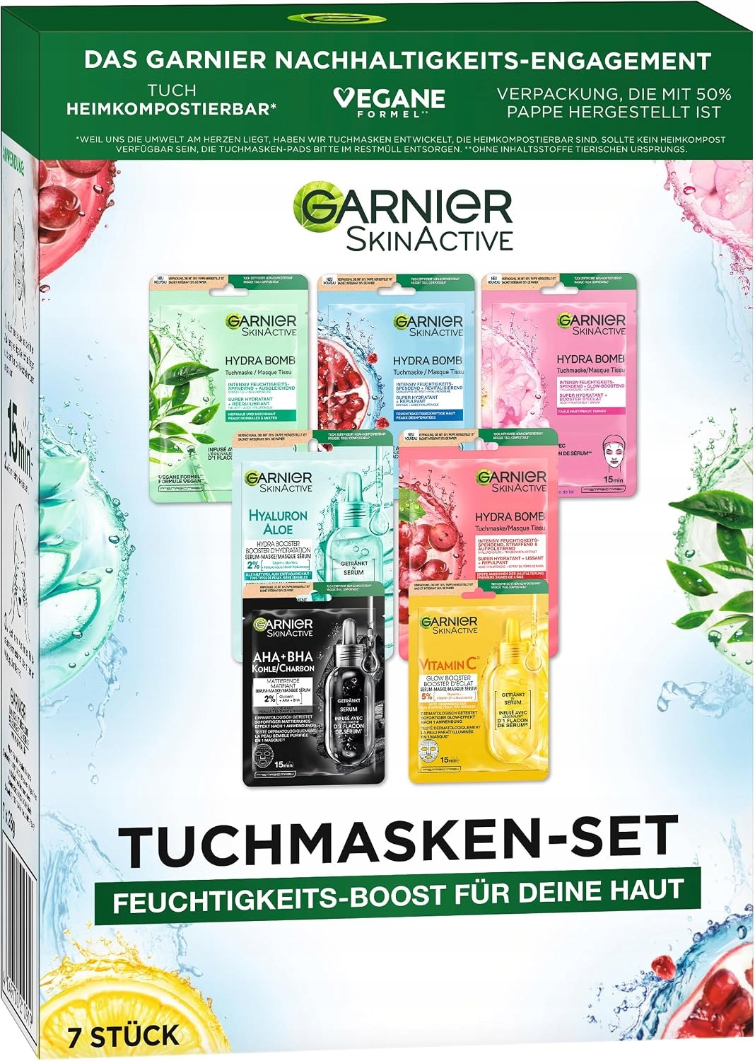 Garnier sada 7 hydratačních masek s kyselinou hyaluronovou, veganská