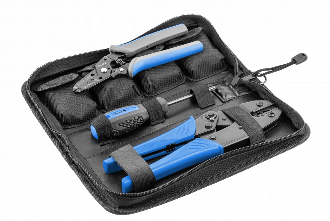 Hogert HT1P177 Kleště Na Krimpování Kabelů S Vyměnitelnými Čelistmi 7ks