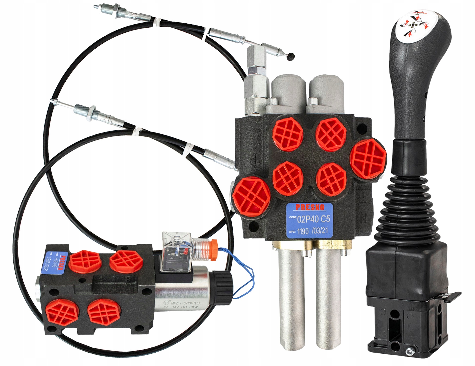 Sada 3 sekční pro tura rozdělovač lanka elektroventil joystick