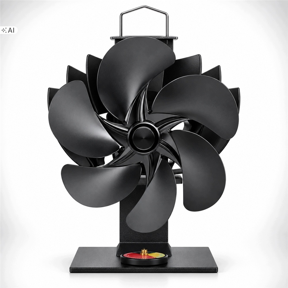 Krbový Ventilátor 6 Lopatek Tichý S Teploměrem Pro Kamna